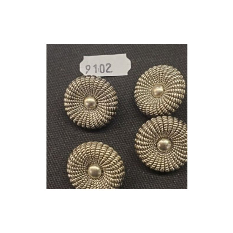 bouton acrylique argenté à queue ARGENT VENDU PAR LOT DE 6