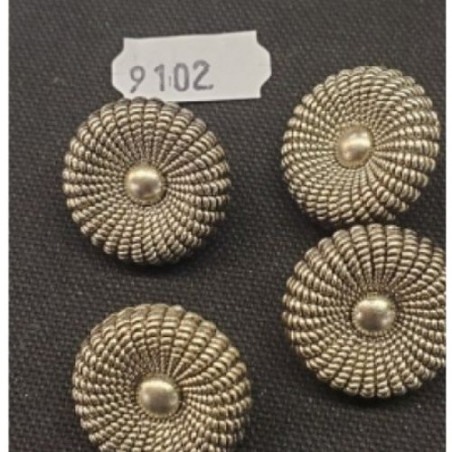 bouton acrylique argenté à queue ARGENT VENDU PAR LOT DE 6