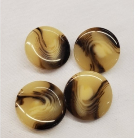 bouton acrylique beige et marron ,22 mm,vendu par 6