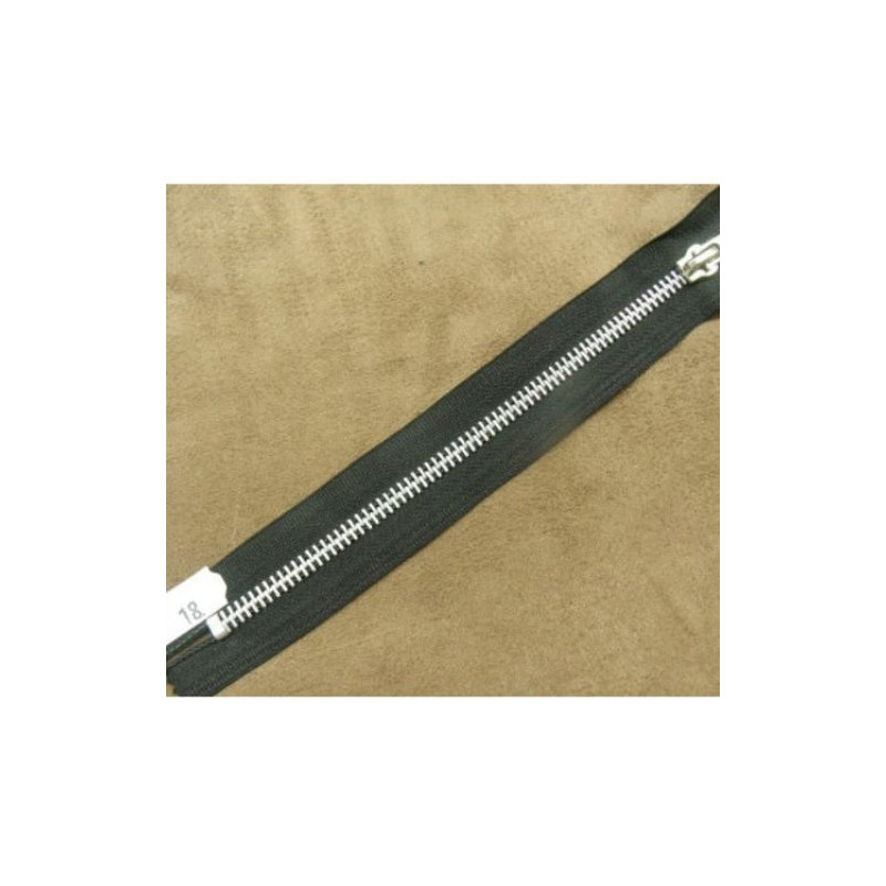 FERMETURE METALIQUE NOIR /MAILLE N°5 ARGENT ,18 cm