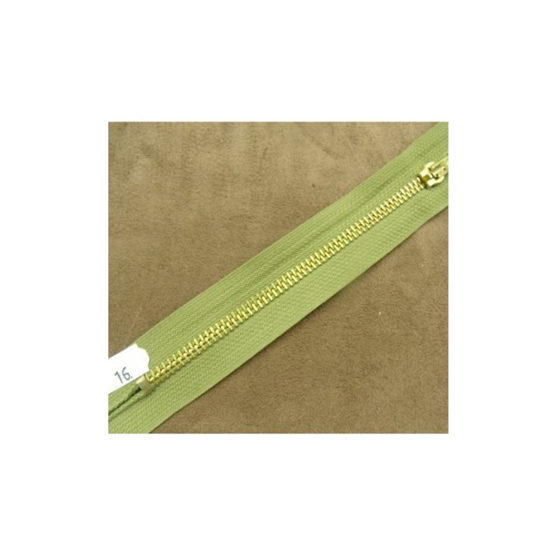 FERMETURE METALIQUE VERT /MAILLE N°5 OR,16 cm
