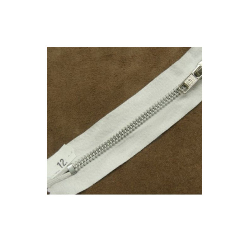 FERMETURE METALIQUE BLANCHE MAILLE N°5 ARGENT /12 cm