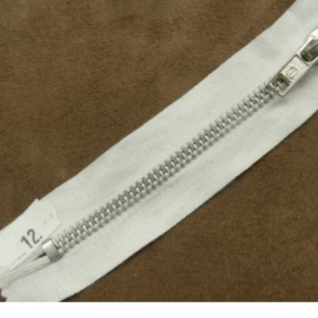 FERMETURE METALIQUE BLANCHE MAILLE N°5 ARGENT /12 cm