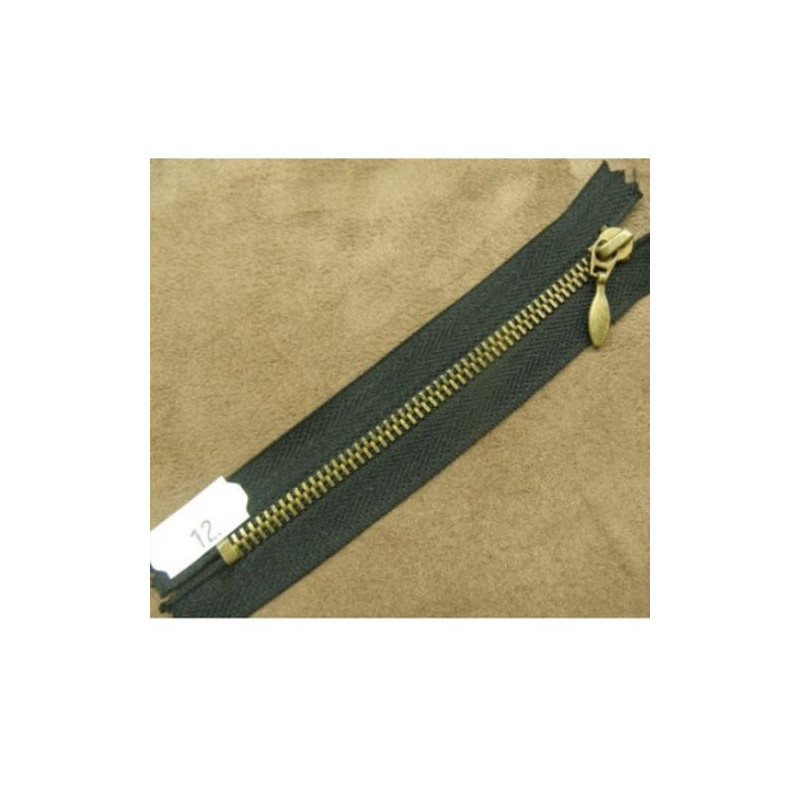 FERMETURE METALIQUE NOIR MAILLE N°4 OR,12 cm