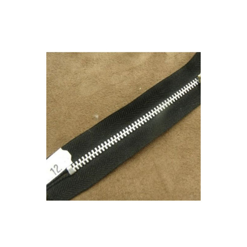 FERMETURE METALIQUE-NOIR MAILLE N°4 ARGENT,12 cm