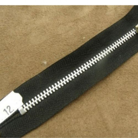 FERMETURE METALIQUE-NOIR MAILLE N°4 ARGENT,12 cm