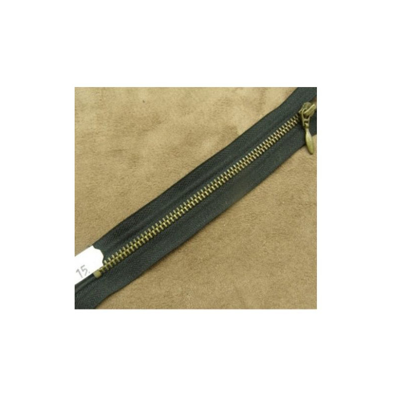 FERMETURE METALIQUE  NOIR MAILLE N°4 OR,15 cm