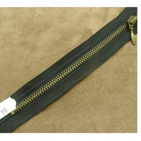 FERMETURE METALIQUE  NOIR MAILLE N°4 OR,15 cm
