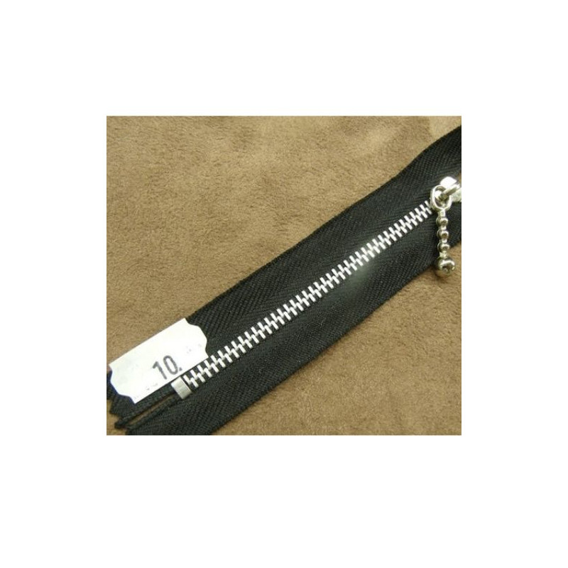 FERMETURE METALIQUE NOIR /MAILLE N°3 ARGENT ,10 cm