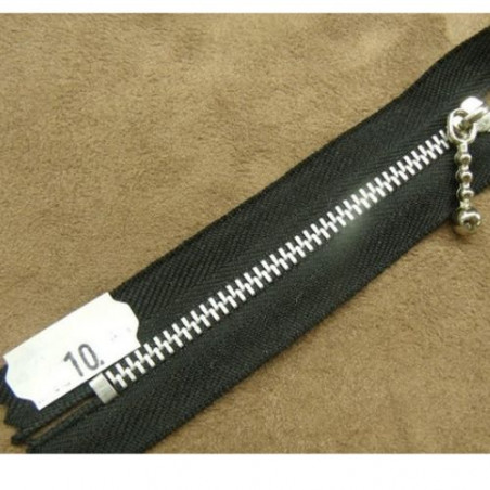 FERMETURE METALIQUE NOIR /MAILLE N°3 ARGENT ,10 cm