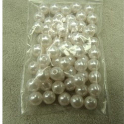 PERLES ACRYLIQUE Blanche  légèrement rose -0,6 cm pour bijoux