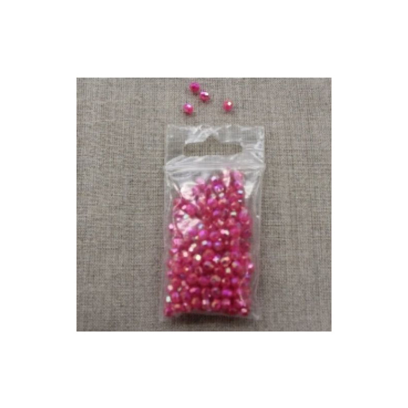 PERLES ACRYLIQUES A FACETTE rose fushia 4 MM