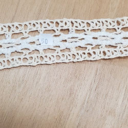 RUBAN BRODÉ COTON BICOLORE BLANC & BEIGE 5 CM