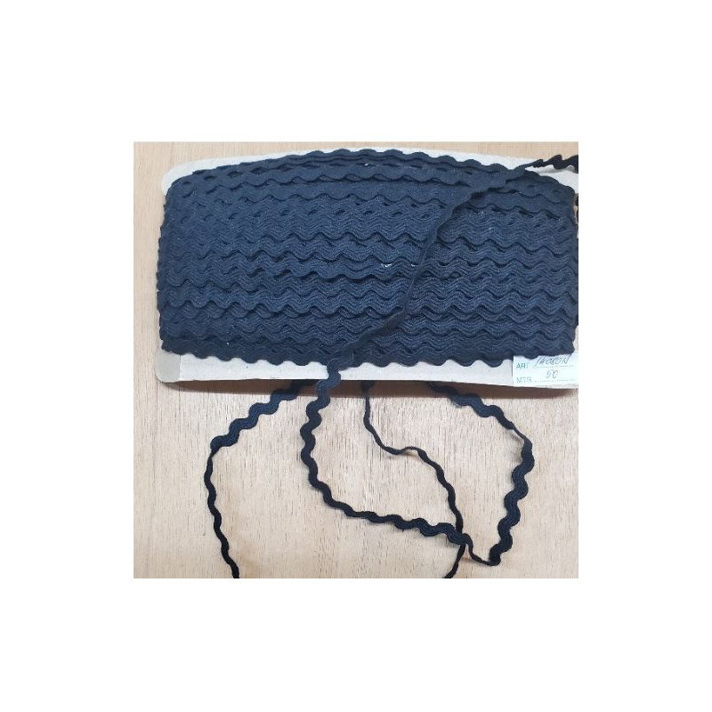 LOT DE 25 METRES RUBAN SERPENTINE COTON NOIR 10 mm