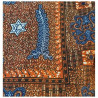 Tissu Wax Africain Motif Traditionnel Bleu & Orange 120 cm
