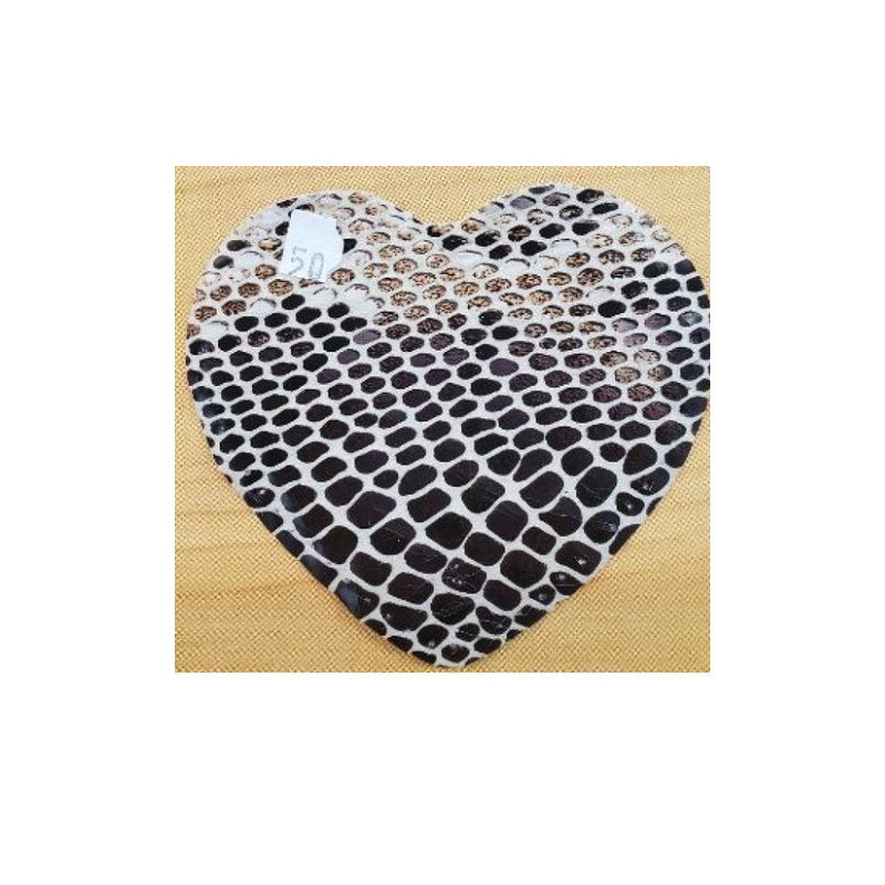 COUDIERE SIMILI CUIR PYTHON MOTIF COEUR LARGEUR 10 CM /HAUTEUR 10 CM