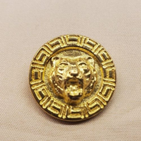 Bouton bijou en métal doré  tête de tigre en relief 23 mm