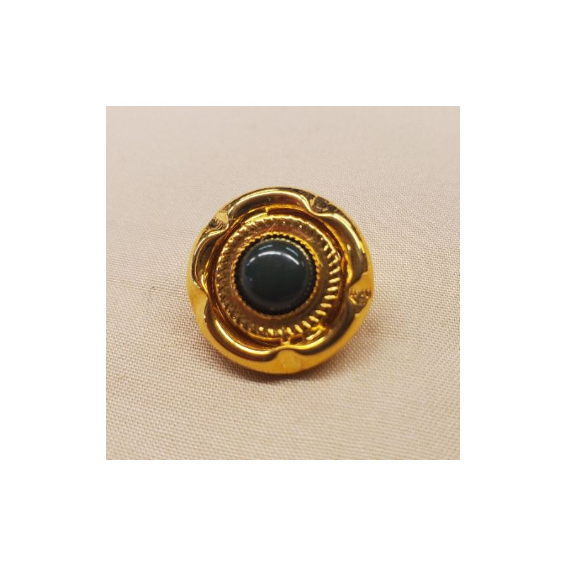 Bouton bijou en métal doré avec perles vert foncé - Disponible en 20 mm et 30 mm