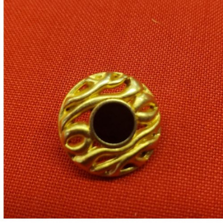 bouton/bijou métallique léger doré et noir 18 mm
