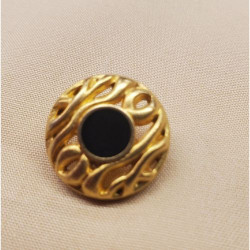 bouton/bijou métallique léger doré et noir 18 mm