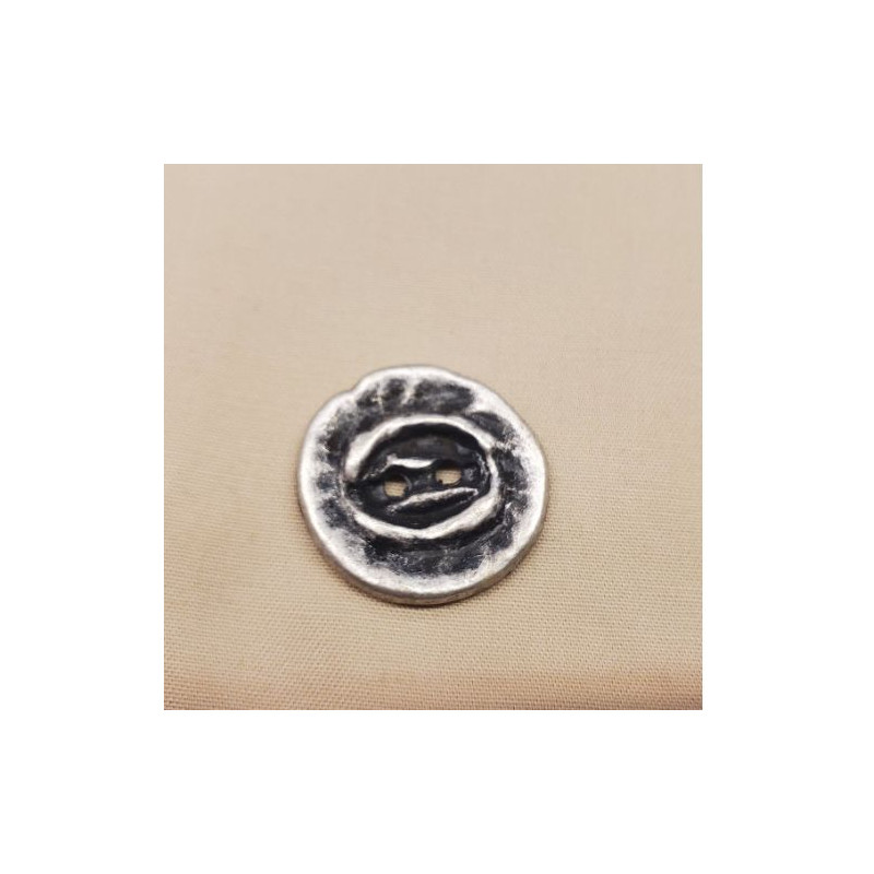 bouton vintage métallique vieilli à 2 trous 25 mm