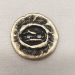 bouton vintage métallique vieilli à 2 trous 25 mm