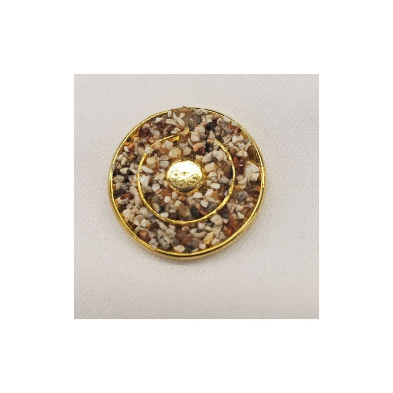 bouton/bijou métallique incrusté  de petites pierres 26 mm