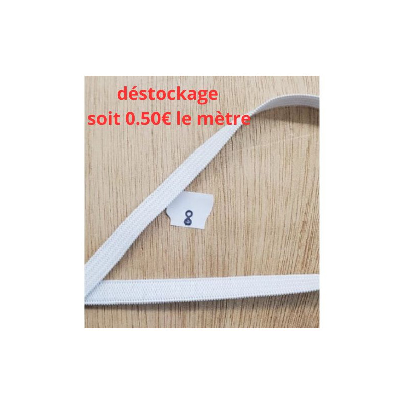 LOT DE 15 mètres  Elastique Blanc 8 mm