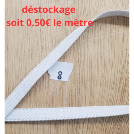 LOT DE 15 mètres  Elastique Blanc 8 mm