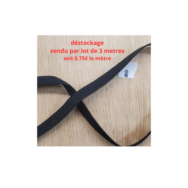 Déstockage Élastique Noir 8 mm – Lot de 3 ou 15 m – Souple et Extensible