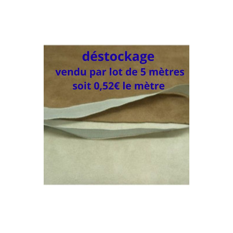 DESTOCKAGE RUBAN EXTRA FORT GRIS PERLE 15 MM – vendu par lot de 5 mètres ou 20 mètres
