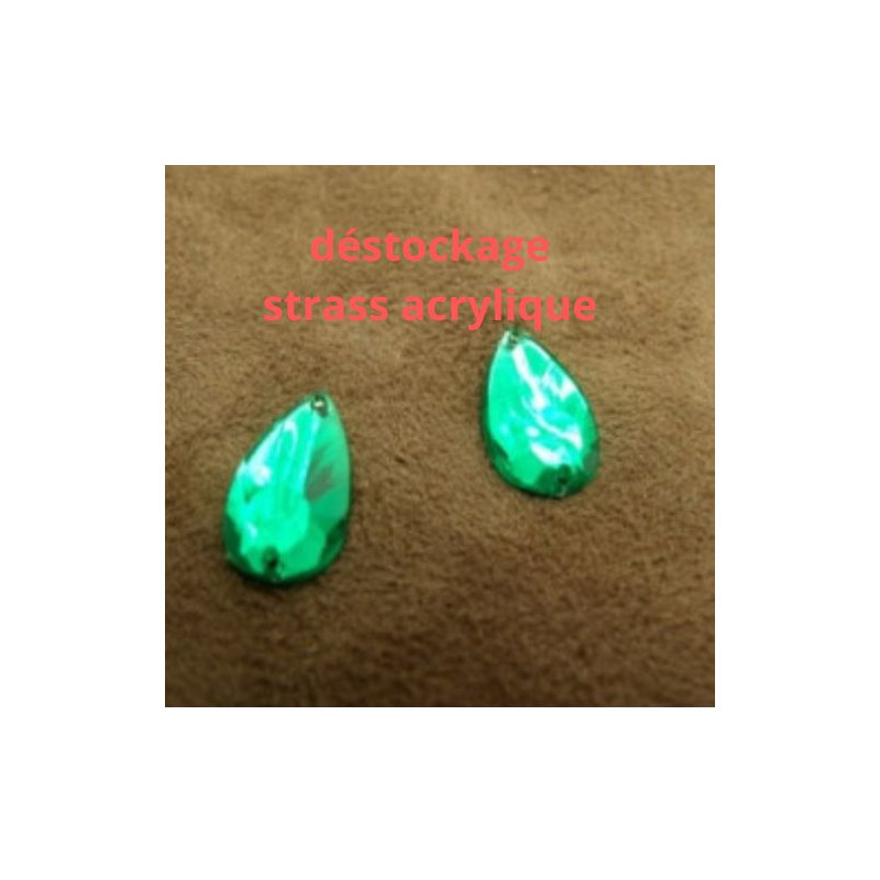 Déstockage Strass Goutte Acrylique 16x9 mm – Bleu et Vert – Lot 10/20/50