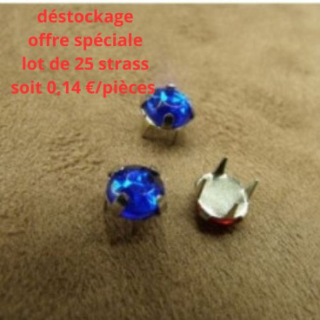 Déstockage – Lot de 25 Strass à Griffe Rond 0,6 cm – Vert, Jaune, Bleu