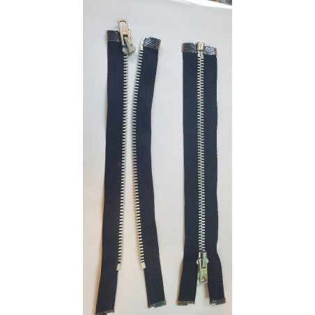 fermeture éclair separable noir maille argent métal 20 cm