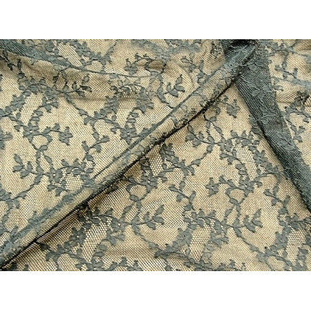 DENTELLE DE CALAIS EN LAIZE TULLE SURBRODÉE NOIR