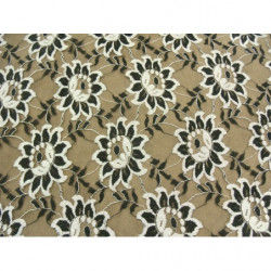 DENTELLE DE CALAIS-140cm- GRIS ET NOIR MOTIF fleurs