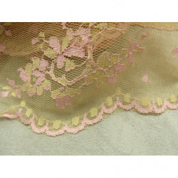 DENTELLE DE CALAIS-140cm- ROSE ET VERT