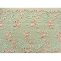 DENTELLE DE CALAIS- 18cm- VERT & ROSE 