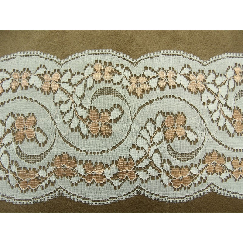 DENTELLE DE CALAIS- 9 cm- BLANC & ORANGE