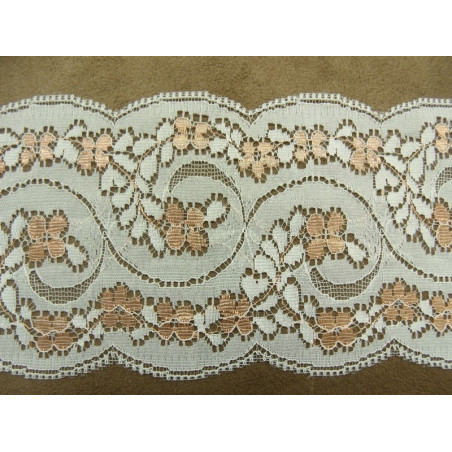 DENTELLE DE CALAIS- 9 cm- BLANC & ORANGE DENTELLE DE CALAIS- 9 cm- BLANC & ORANGE