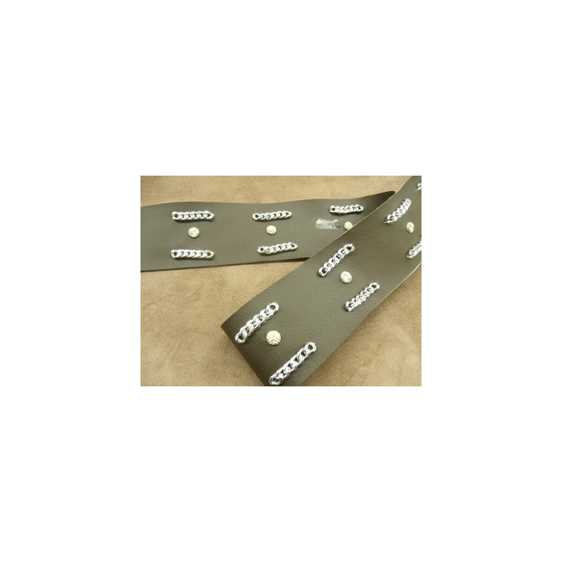 RUBAN SKAI AVEC CHAINETTE-5 cm- MARRON & OR 