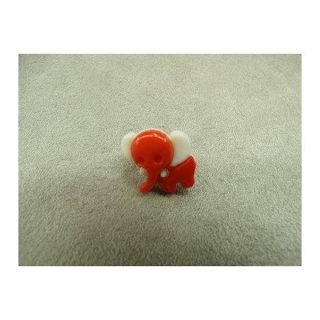 BOUTON DECORATIFS ENFANTS-MOTIF: PETIT ELEPHANT -ROUGE & BLANC