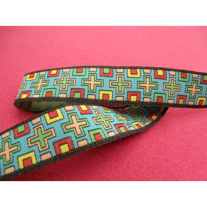 ruban fantaisie bleu 2  cm