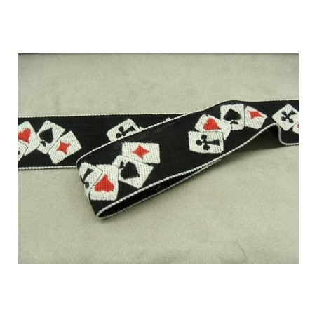 RUBAN FANTAISIE CASINO- 28 mm- SUR FOND NOIR RUBAN FANTAISIE CASINO- 28 mm- SUR FOND NOIR