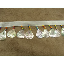 RUBAN FANTAISIE EN COQUILLAGE- 4 cm- BLANC TRANSPARENT 