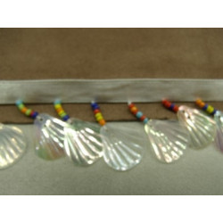 RUBAN FANTAISIE EN COQUILLAGE- 4 cm- BLANC TRANSPARENT 