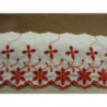 BRODERIE ANGLAISE  FOND BLANC- 7 cm /5 cm-ROUGE