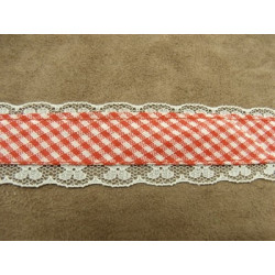RUBAN FANTAISIE VICHY- 3 cm- ROSE 