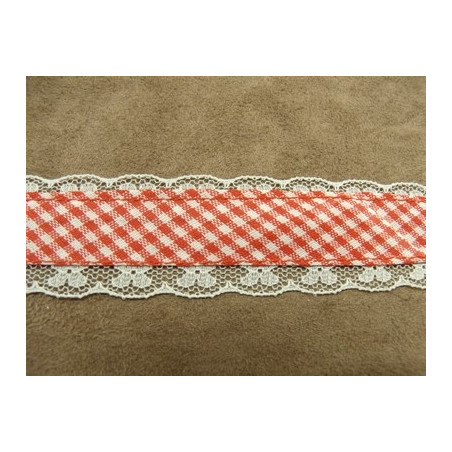 RUBAN FANTAISIE VICHY- 3 cm- ROSE RUBAN FANTAISIE VICHY- 3 cm- ROSE