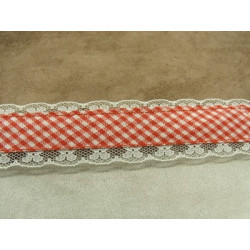 RUBAN FANTAISIE VICHY- 3 cm- ROSE 